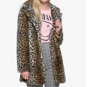 Leopard Print Faux Fur Girls Jacket